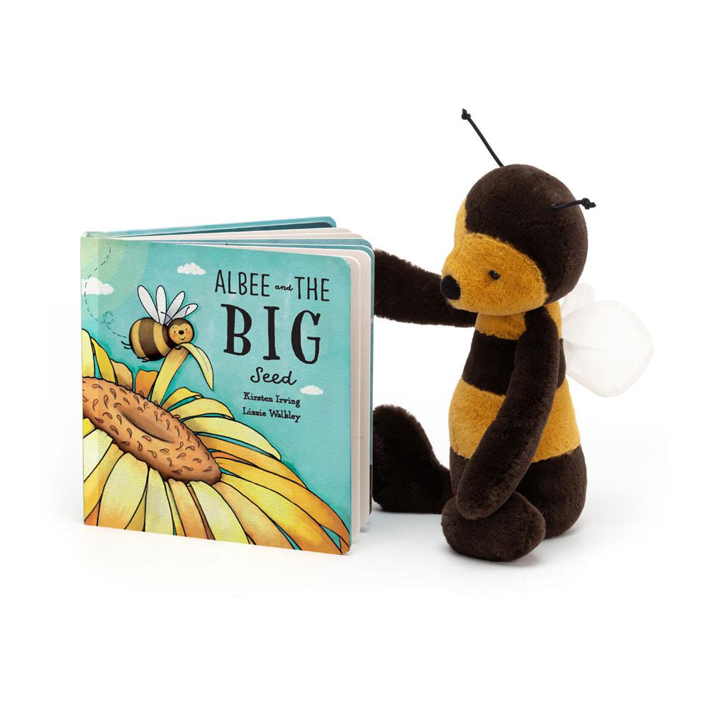Jellycat Albee And The Big Seed and Bashful Bee Medium, Mesekönyv Fekete | RB1987235